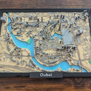 Dubai 3D Miniature – Topographical City Map – Architectural and Skyline Design – 3D Printed Wall or Table Decoration