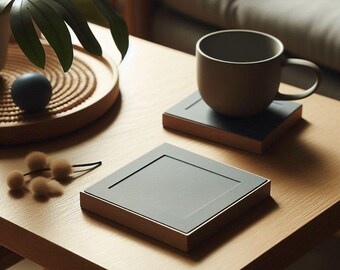 Podkładka kwadratowa – Minimalistyczna szklana podkładka – Nowoczesna dekoracja stołu – Designerska podkładka – Wydruk 3D – Zestaw 6 szt.