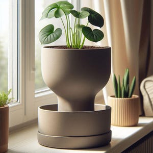 Self-watering flower pot in grail design – Modern planter with water reservoir – Designer planter – 3D printed plant container