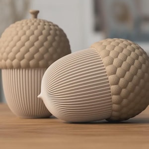 Moderne Eichelbehälter – Japandi Stil – 3D Druck – Herbstdeko mit Schraubverschluss