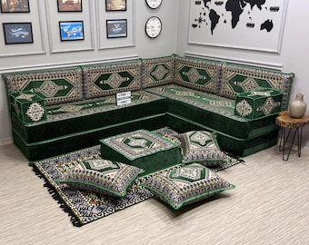 Turkish Floor Seating Sofa Set; Traditional Anatolian Corner Couch, Moroccan Style Cushion Set