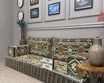 Majlis Floor Seating Set; Modular Floor Sofa, Arabic Majlic Cushion, Oriental Living Room Furniture