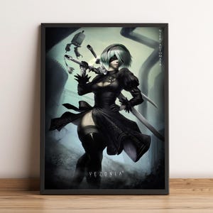 Poster di Nier Automata, 2B Wall Art, Decorazione murale, Stampa su tela n. 3
