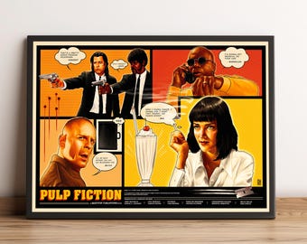 Póster de Pulp Fiction, Arte mural de Pulp Fiction, Decoración de pared, Impresión en lienzo n.° 4