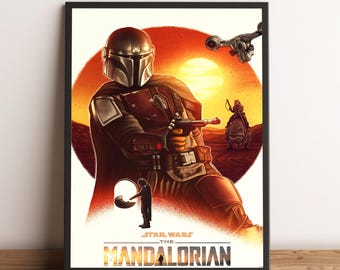 The Mandalorian Poster, Grogu Art, Wall Decor, Canvas Print