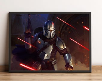 The Mandalorian Poster, Grogu Art, Wall Decor, Canvas Print #2