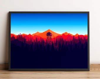 Pôster Firewatch, Arte de parede Firewatch, Decoração de parede, Impressão em tela nº 2