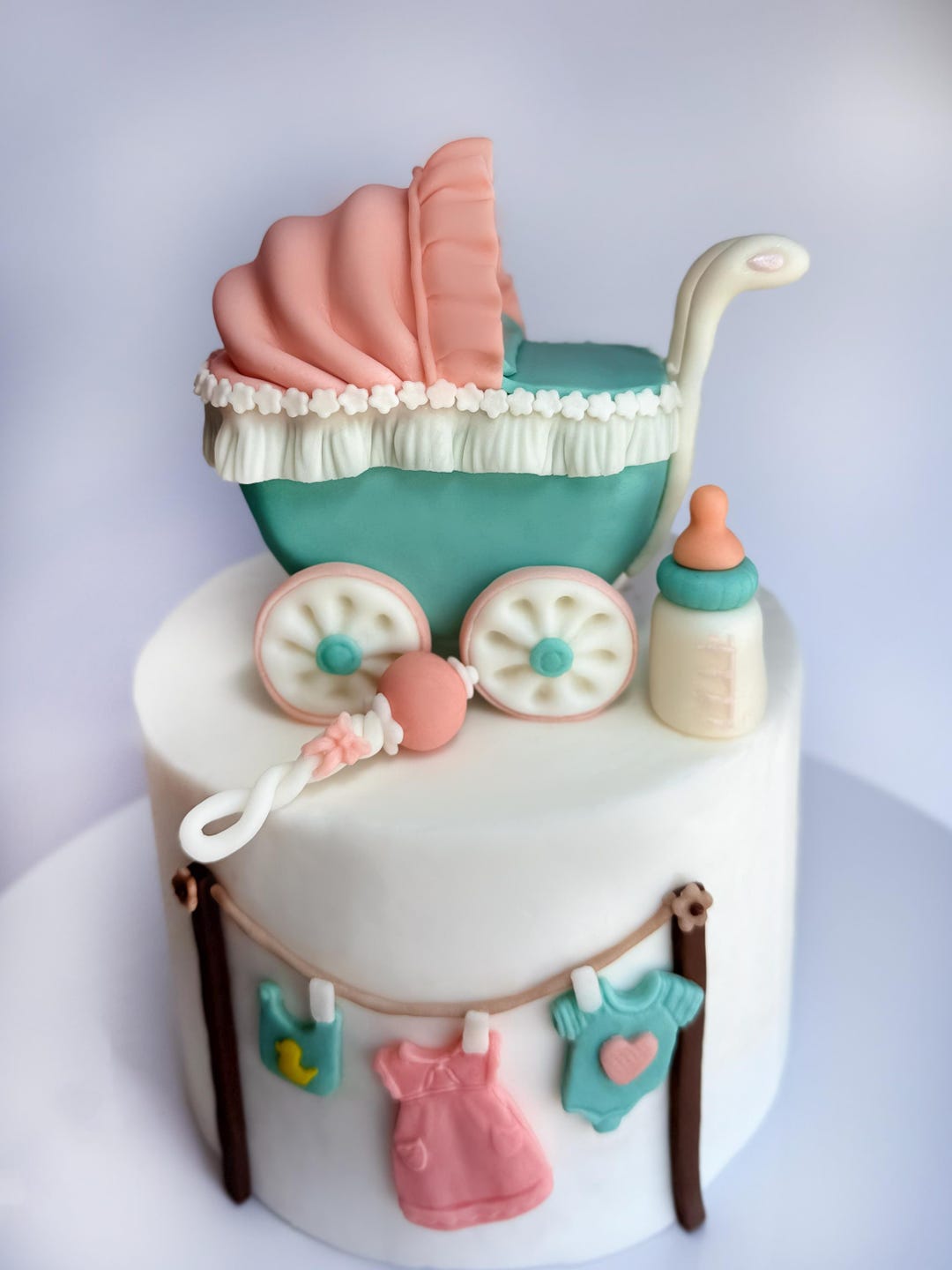 Handmade Fondant Baby Stroller Cake Topper – Gender Reveal Party - Etsy