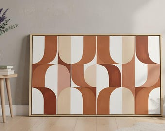 Moderne boogprint halverwege de eeuw: terracotta bohokunst aan de muur (digitale download)