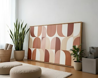 Abstracte kunstprint terracottaboog: boho geometrisch muurdecor (digitale download)