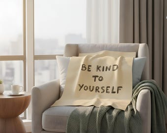 Print Wees lief voor jezelf, minimalistische beige muurkunst (digitale download)