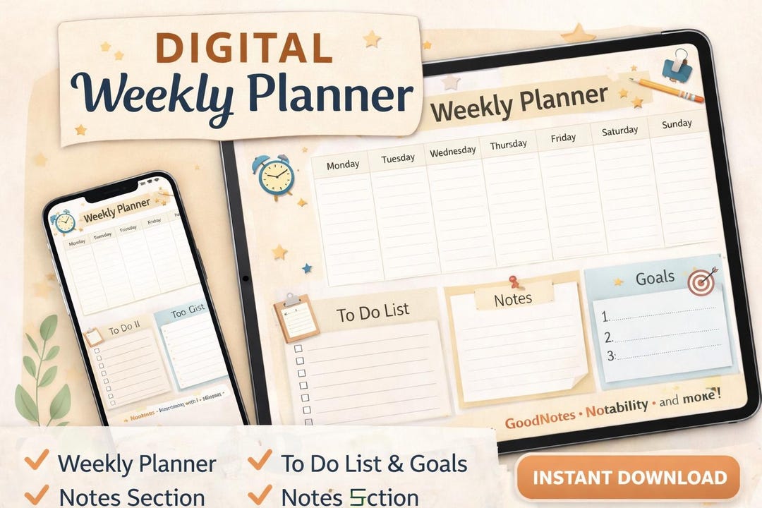 Printable Digital Weekly Planner | Minimalist Planner | To-do List ...