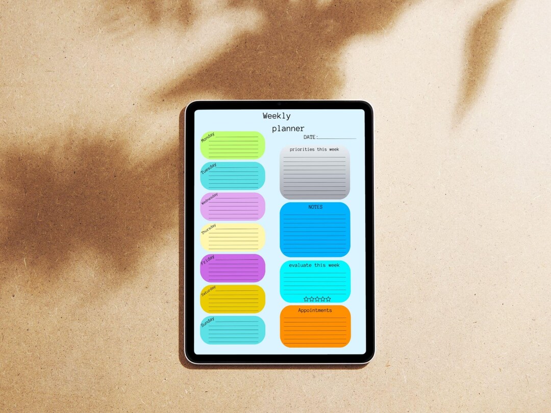 Pastel Weekly Planner Printable | Undated Weekly Schedule, Notes ...