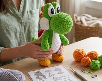 Yoshi-Inspired Dinosaur Amigurumi Crochet Pattern | Amigurumi Toy| Easy Fun DIY Plush | PDF Download