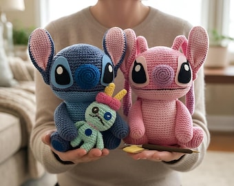 Amigurumi Alien Couple Crochet Pattern | Blue & Pink Plush (PDF Digital Download)