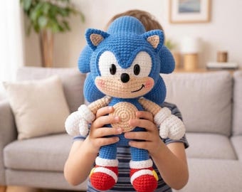Blue Hedgehog Amigurumi Crochet Pattern PDF| Speedy Hedgehog Plush Tutorial| Inspired Toy| Beginner Crochet,Instant Download