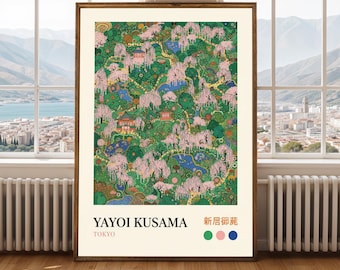 Tokyo Art Print, Yayoi Kusama Inspired Poster, Japanese Abstract Wall Décor