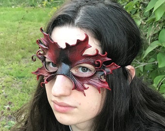 Leather Hand Tooled Oak Leaf Mask