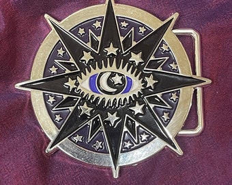 Celestial Eye of Providence Enamel Belt Buckle
