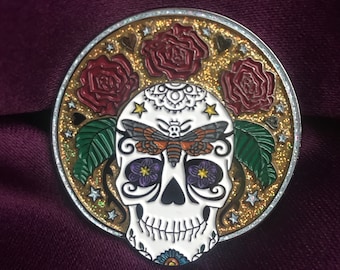 Halloween Memento Mori Death’s Head Moth Sugar Skull Enamel Pin