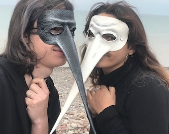 Leather Mardi Gras Scaramouche Mask Long Nose
