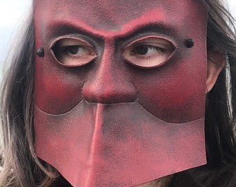 Commedia Dell'Arte Bauta, Bautta, Venetian Carnivale Mask in Leather