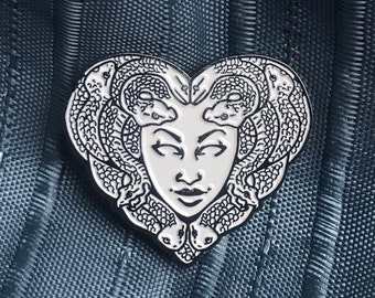 Medusa Heart Face Enamel Pin
