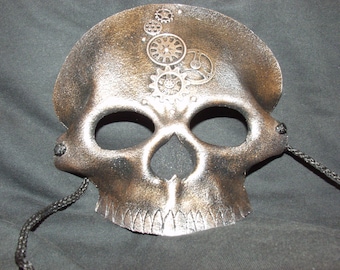 Steampunk Half Skull Memento Mori Carnivale Leather Mask