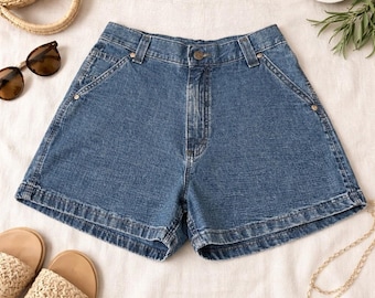Riveted Lee High Waisted Denim Carpenter Shorts Medium Wash Blue Womens Size 8M