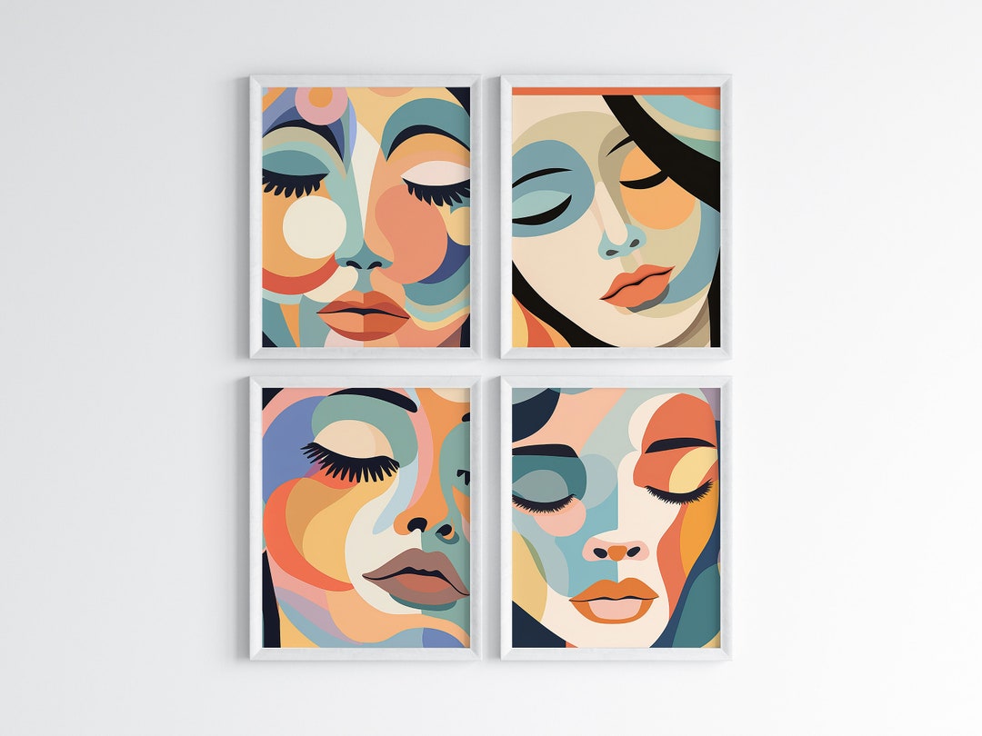Boho Woman Portrait Print Set: Chic Femme Art (digital Download) - Etsy