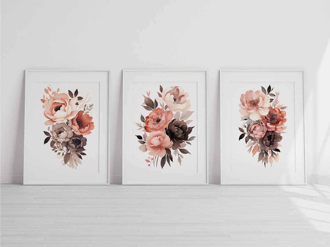Watercolor Peony Prints Set: Boho Floral Wall Art (digital Download) - Etsy
