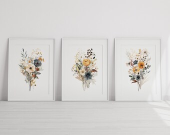 Watercolor Wildflower Print Set: Boho Botanical Art (Digital Download)