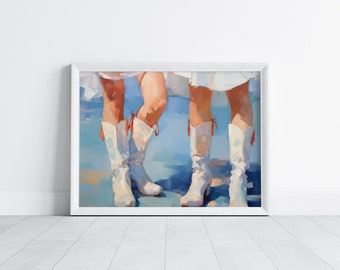 Coastal Cowgirl Boots Print: Retro Western Art (Digital Download)