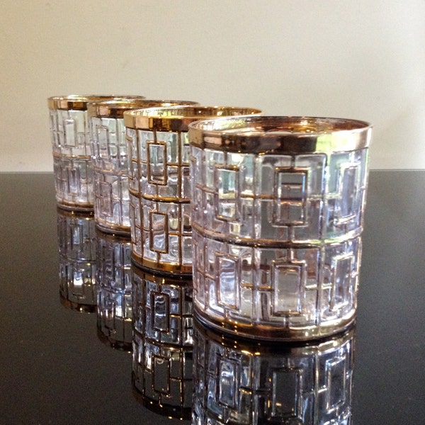 Imperial Shoji Gold Glasses - 4 Rock Tumblers