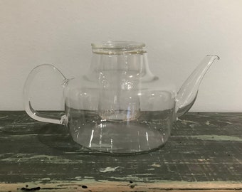 Jenaer Schott Mainz Germany Glass Teapot with Glass Lidded Diffuser and Warmer