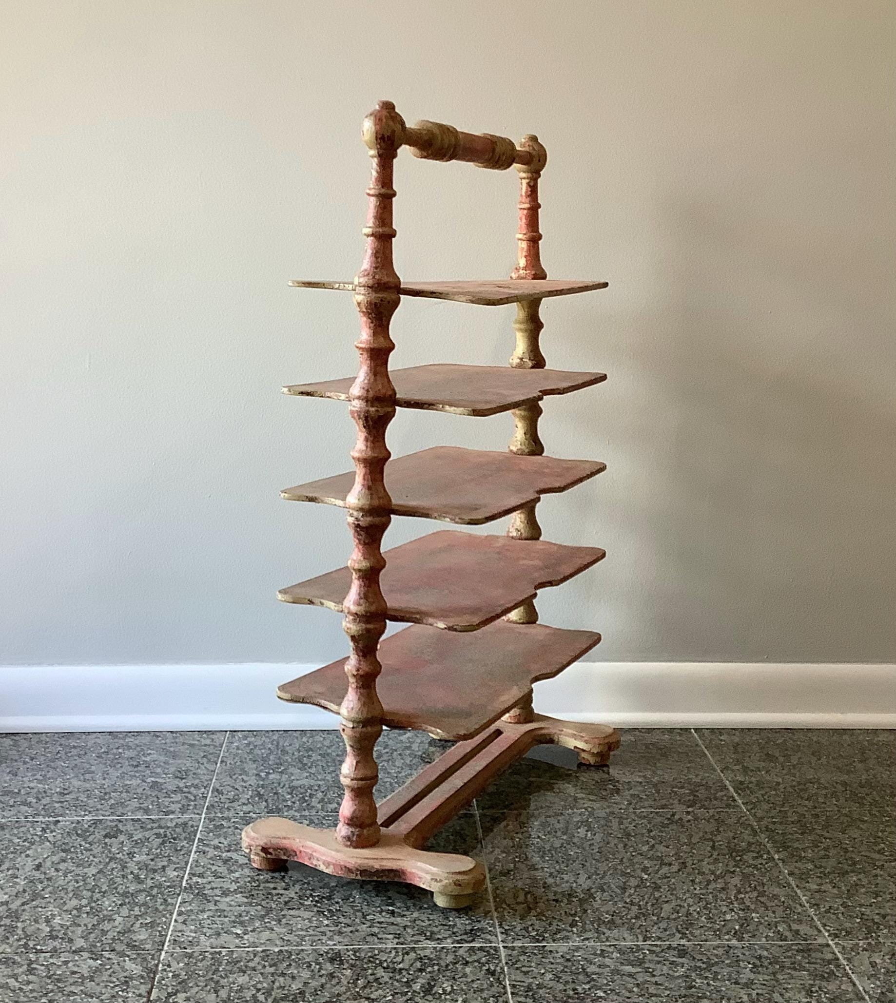 フランス アンティーク Bakery Shelf テーブル シェルフ 棚 Antique French Bakery Wood Bakery Spool Shelf Rack Shelving Stand