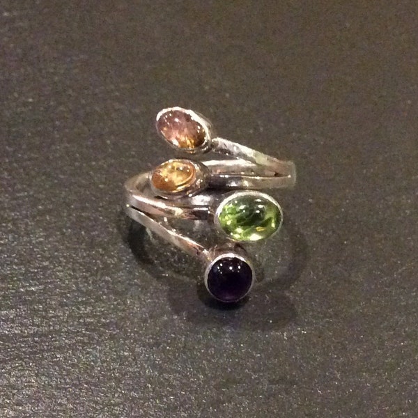 Nakai Sterling Multi Stone Mosaic Ring - Size 7