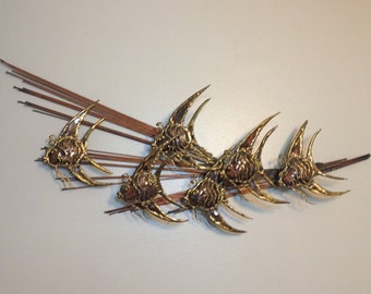 Mid Century Brutalist Metal Fish Wall Art Sculpture