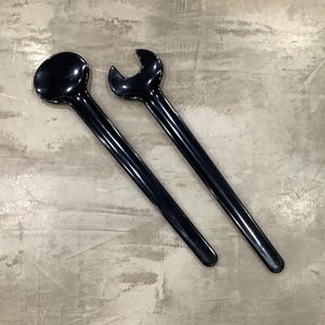Vintage Stelton Denmark Erik Magnussen Black Salad Serving Utensils