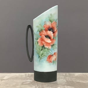 Vintage Alka Kunst Alboth Kaiser Porcelain Pitcher / Wild Orange Poppy / West Germany