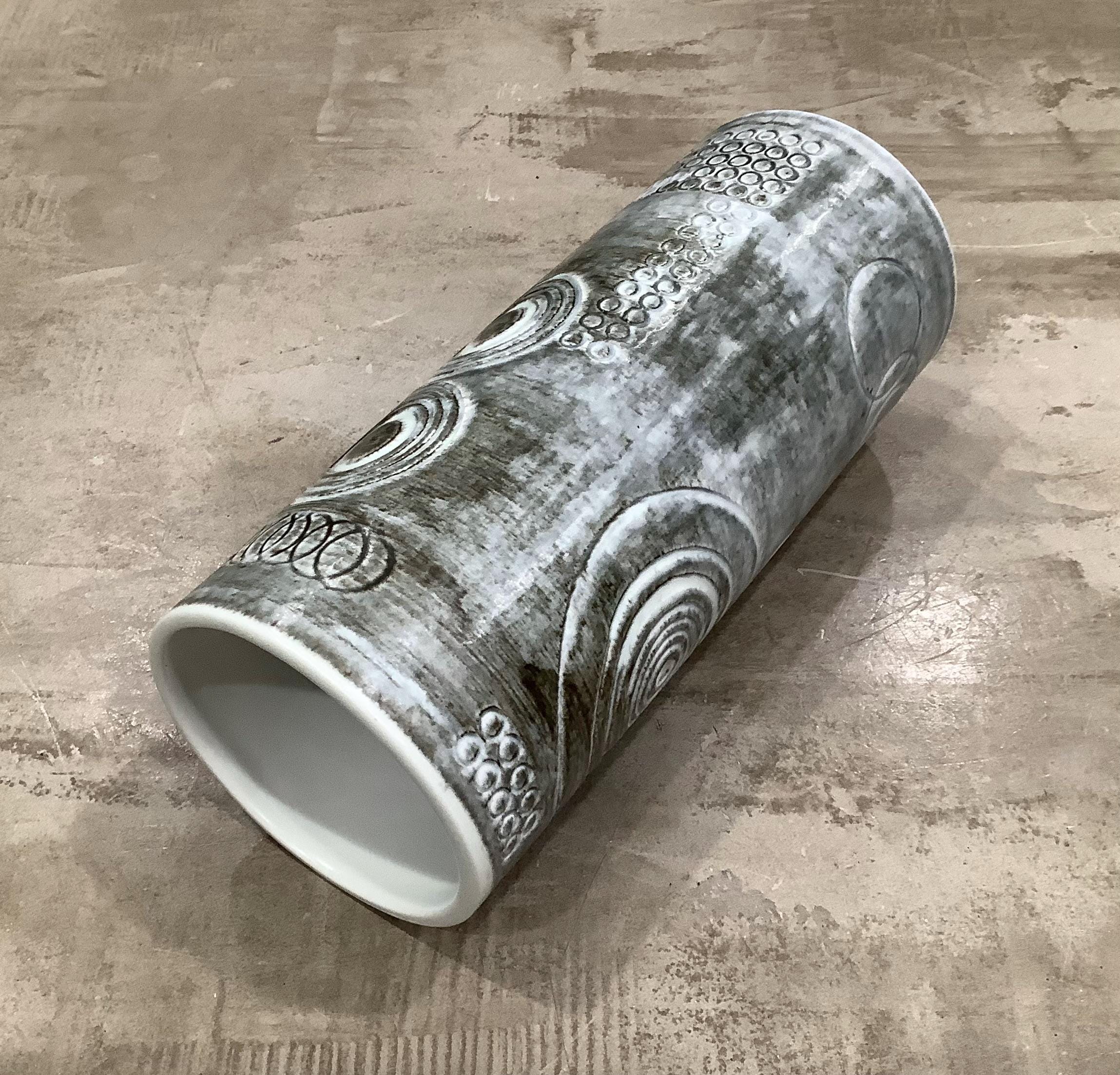 Vintage Rörstrand Sweden Grey Sarek Vase Designed by Olle Alberius