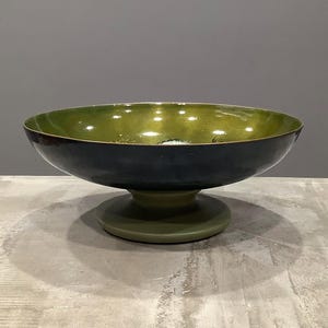 Vintage Sascha Brastoff Floral Enamel Copper Compote Dish / Footed Dish
