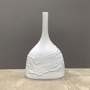 Vintage Pauline Pelletier Bisque Porcelain White Textured Vase / Quebec Canada