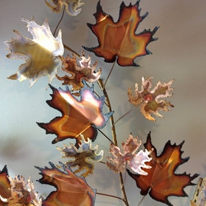 Vintage Curtis Jere Signed Branch of Maple Leaves Wall Hanging