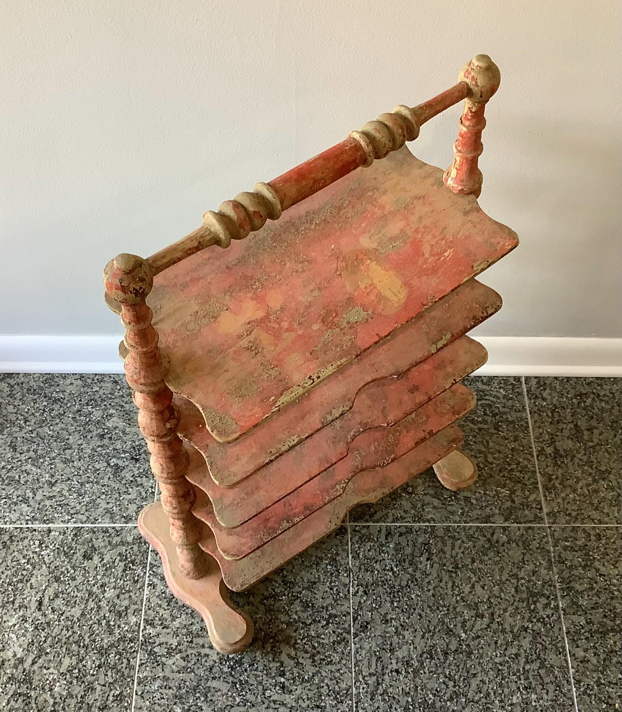 Antique French Bakery Wood Bakery Spool Shelf Rack Shelving Stand