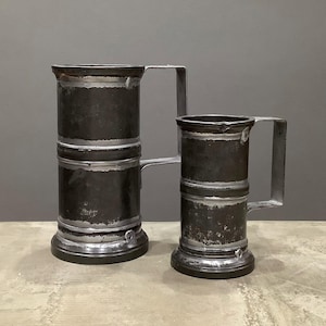 Antique French Tin Pewter Measuring Cups (set of 2)