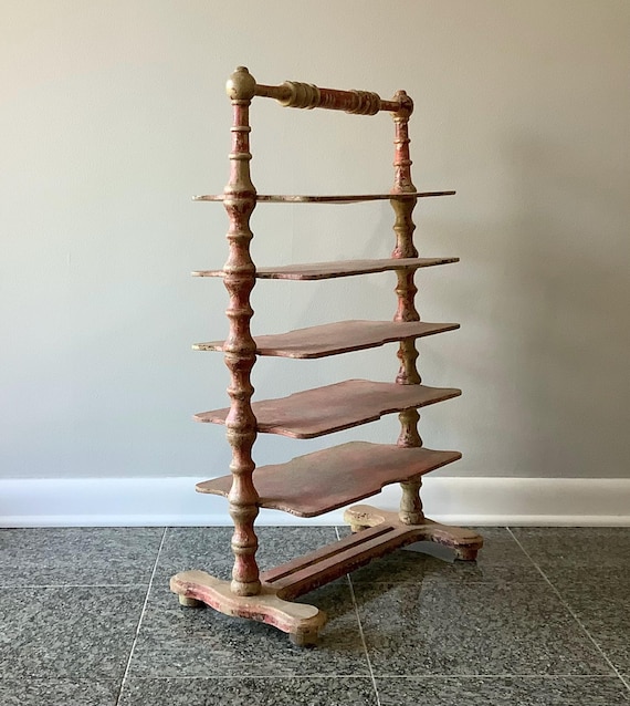 Antique French Bakery Wood Bakery Spool Shelf Rack Shelving Stand