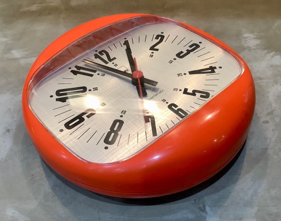ヴィンテージ SHG ドイツ スペースエイジ オレンジ 吊り下げ壁掛け時計
