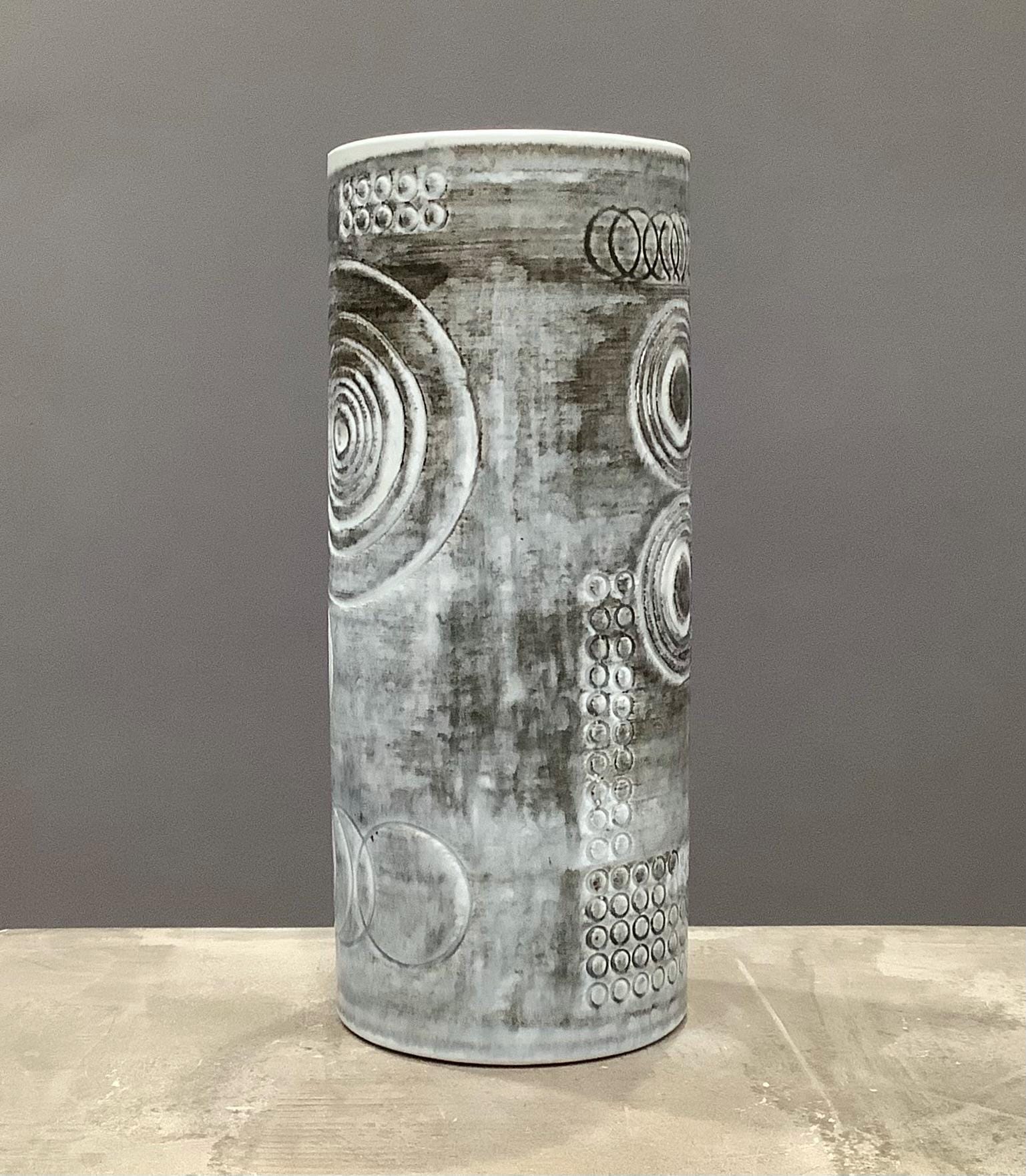 Vintage Rörstrand Sweden Grey Sarek Vase Designed by Olle Alberius