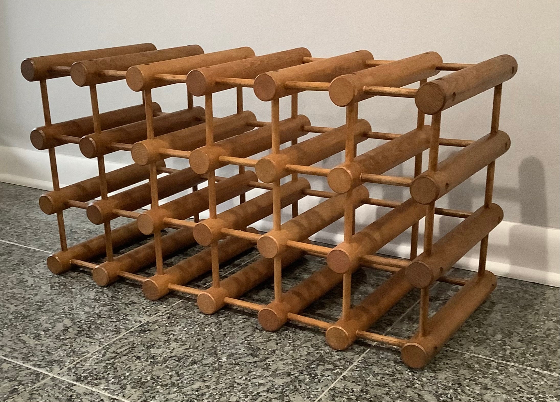 Vintage Nissen Danmark Langaa Vintage Teak Wine Rack / 18 -24